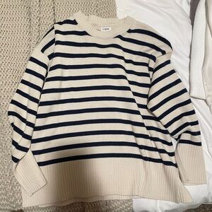 J Crew Tunic Navy & Cream Stripped Sweater